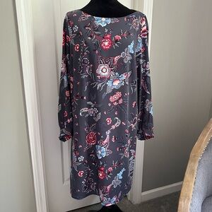 LOFT Floral Gray Midi Dress